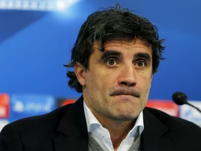 Football Soccer - Dinamo Zagreb's news conference - Maksimir Stadium, Zagreb, Croatia 8/12/15 Dinamo Zagreb's coach Zoran Mamic attends a news conference on the eve of their UEFA Champions League soccer match against Bayern Munich. REUTERS/Antonio Bronic