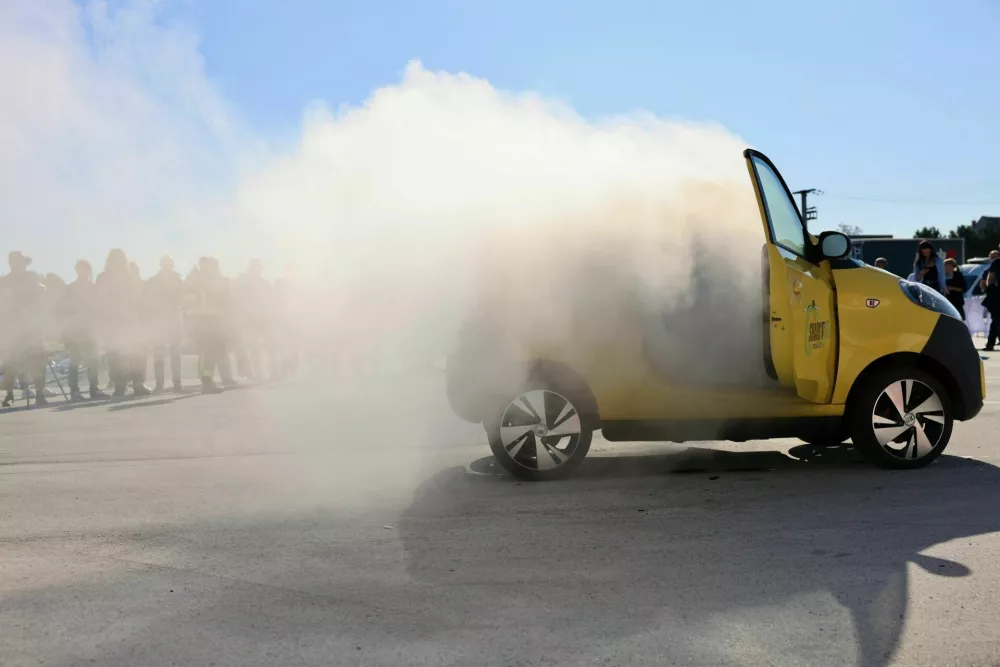 Električni avto, vžig, vaja, Celje. Foto: Jaka Gasar