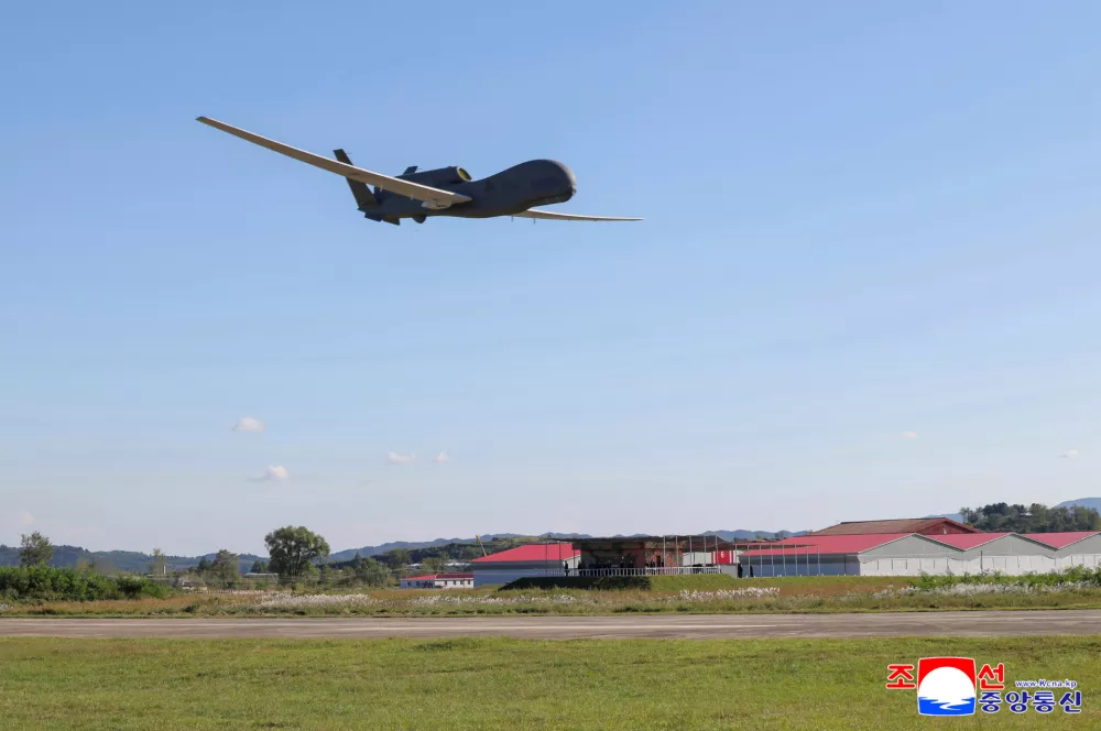 This photo provided by the North Korean government, shows a drone which North Korean leader Kim Jong Un supervised at an undisclosed place in North Korea Thursday, Sept. 18, 2025. Independent journalists were not given access to cover the event depicted in this image distributed by the North Korean government. The content of this image is as provided and cannot be independently verified. Korean language watermark on image as provided by source reads: "KCNA" which is the abbreviation for Korean Central News Agency. (Korean Central News Agency/Korea News Service via AP)