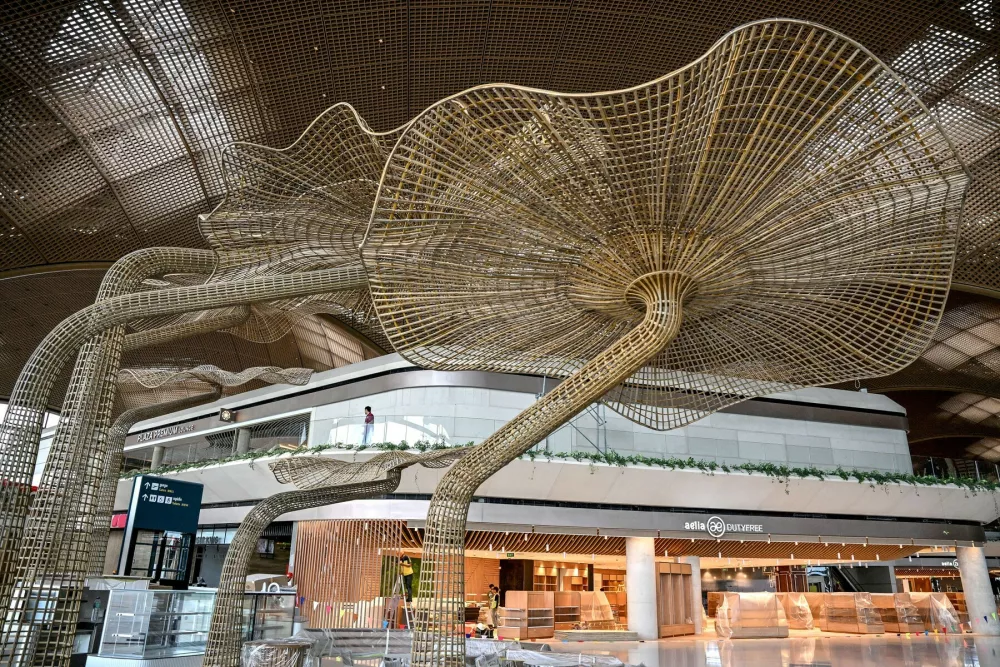 A general view shows the newly built Techo International Airport in Kandal province on August 11, 2025.,Image: 1028839727, License: Rights-managed, Restrictions:, Model Release: no Kambodža, letali&scaron;če, mednarodno letali&scaron;če Techo / Foto: Profimedia