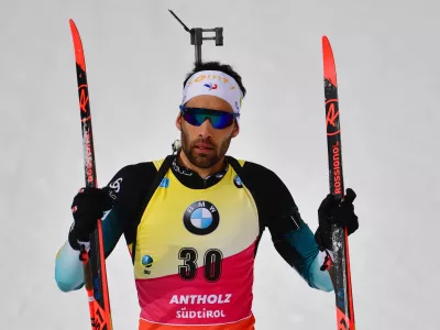 FILED - 19 February 2020, Italy, Antholz: France's Martin Fourcade competes during the Men 20 km Individual Competition at the IBU World Championships Biathlon Antholz-Anterselva. Photo: Hendrik Schmidt/dpa