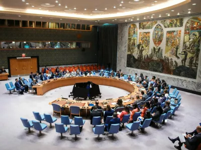 Iran's Ambassador to the United Nations, Amir-Saeid Iravani, addresses members of the U.N. Security Council after a vote on a resolution that would permanently lift U.N. sanctions on Iran, at U.N. headquarters in New York City, U.S., September 19, 2025. REUTERS/Eduardo Munoz