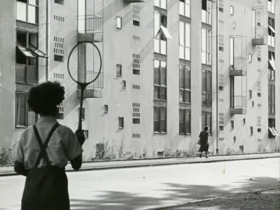 Stanko Kristl Stanovanjski blok, Prule, Ljubljana, foto: Janez Kali&scaron;nik, zbirka MAO