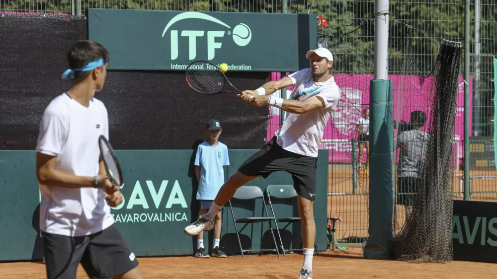 Blaž Rola- 16.09.2023 &ndash; tenis mo&scaron;ki &ndash; Slovenija: Luksemburg, dvoboj v drugi evro-afri&scaron;ki skupini, Davisov pokal, II. svetovna skupina //FOTO: Luka Cjuha