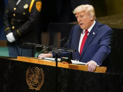 U.S. President Donald Trump addresses the 80th United Nations General Assembly, in New York City, New York, U.S., September 23, 2025. REUTERS/Al Drago