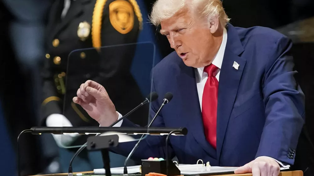 U.S. President Donald Trump addresses the 80th United Nations General Assembly, in New York City, New York, U.S., September 23, 2025. REUTERS/Al Drago