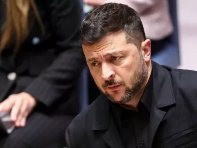Ukraine's President Volodymyr Zelenskiy attends a United Nations Security Council minesterial meeting on Ukraine at UN headquarters in New York, U.S., September 23, 2025.   Charly Triballeau/Pool via REUTERS