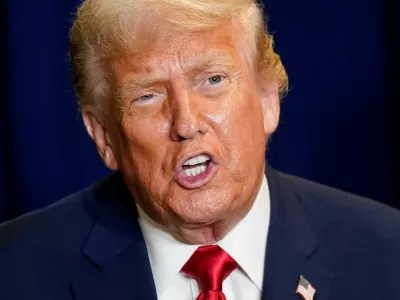 FILE PHOTO: U.S. President Donald Trump attends a meeting with Argentina's President Javier Milei (not pictured) during the 80th United Nations General Assembly, in New York City, New York, U.S., September 23, 2025. REUTERS/Al Drago/File Photo
