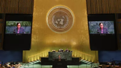 Minister for Foreign Affairs of Sweden Maria Malmer Stenergard addresses the 80th session of the United Nations General Assembly, Thursday, Sept. 25, 2025, at U.N. headquarters. (AP Photo/Pamela Smith)