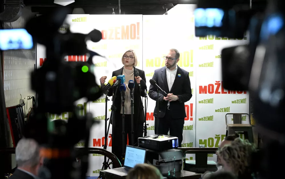 24.03.2024., Zagreb - Predstavljanje programskih prioriteta stranke Mozemo za predstojece izbore za Hrvatski sabor. Sandra Bencic, Tomislav Tomasevic Photo: Marko Lukunic/PIXSELL