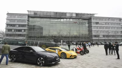 Audi cars are parked in front of the company's headquarters in Ingolstadt, Germany, March 15, 2017.   REUTERS/Lukas Barth