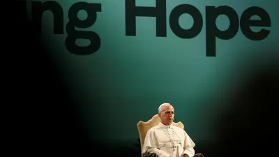 Pope Leo attends a three-day international conference "Raising Hope for Climate Justice" in Castel Gandolfo, near Rome, Italy, October 1, 2025. REUTERS/Yara Nardi