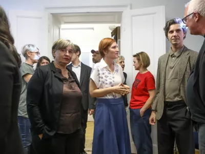 Nata&scaron;a Sukić, Asta Vrečko, Luka Mesec11.05.2025 - Referendum o pokojninah kulturnikov - LevicaFoto: Luka Cjuha