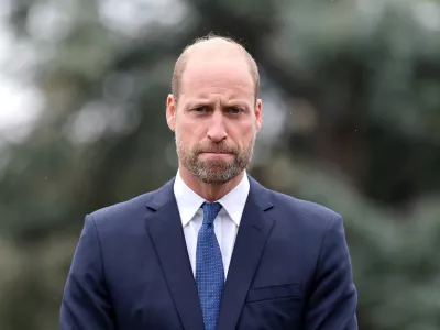 Britain's Prince William attends the launch of the Global Humanitarian Memorial, in London, Wednesday, Oct. 1, 2025. (Chris Jackson/Pool Photo via AP)