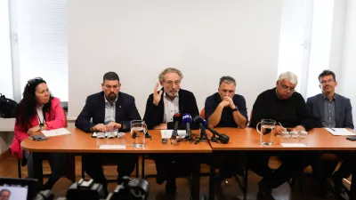 08.10.2025. Tiskovna konferenca reprezentativnih sindikatov, članov Ekonomsko socialnega sveta na te.o pokojninske reforme. Foto: Bojan Velikonja 