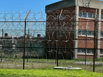 FILE - The Rikers Island jail complex in the Bronx borough of New York, May 7, 2024. (AP Photo/Ted Shaffrey, File)