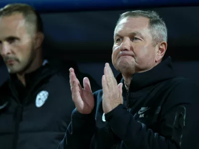 Soccer Football - FIFA World Cup - UEFA Qualifiers - Group B - Kosovo v Slovenia - Fadil Vokrri Stadium, Pristina, Kosovo - October 10, 2025 Slovenia coach Matjaz Kek before the match REUTERS/Valdrin Xhemaj