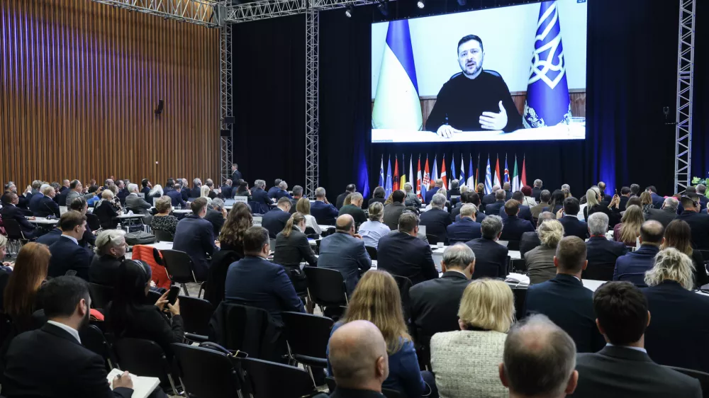 Volodimir Zelenski- 13.10.2025 - NATO - plenarno zasedanje Parlamentarne skup&scaron;čine Nata, na katerem bo imel nagovor med drugim premier Robert Golob, osrednji govornik pa bo generalni sekretar zavezni&scaron;tva Mark Rutte//FOTO: Jaka Gasar