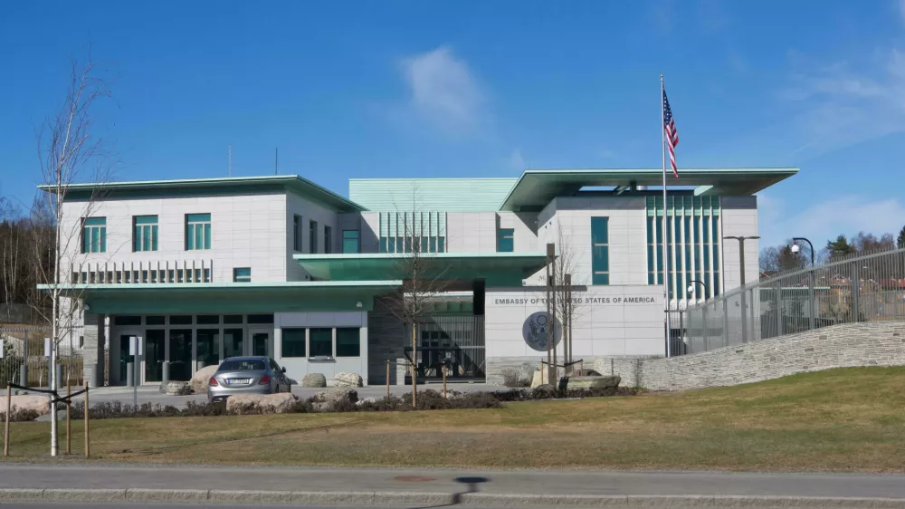 Ameri&scaron;ko veleposlani&scaron;tvo, Oslo, Norve&scaron;ka. Foto: Reuters/Alamy
