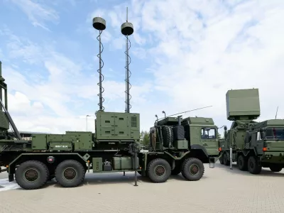 25 July 2025, Bavaria, R&ouml;thenbach An Der Pegnitz: The IRIS-T SLM system can be seen during the visit of Federal Minister of Economics Reiche to the Diehl Defence site. Photo: Daniel L&ouml;b/dpa,Image: 1025656466, License: Rights-managed, Restrictions: GERMANY OUT, Model Release: no