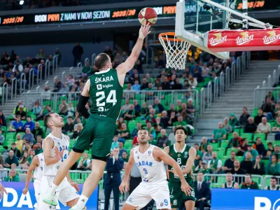 David &Scaron;kara during ABA League 2025/2026 basketball match between Cedevita Olimpija (SLO) and Zadar (CRO) in SRC Stozice, Ljubljana, Slovenia on October 19th, 2025.