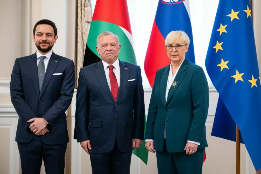 Sprejem za jordanskega kralja Abdulaha II. ter njegovega prestolonaslednika, princa Huseina bin Abdulaha II pri predsednici republike Nata&scaron;i Pirc Musar. Foto: sta