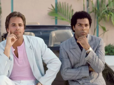 serija Miami Vice, igralca Don Johnson (Sonny Crockett) in Philip Michael Thomas (Ricardo Tubbs). Foto: NBC