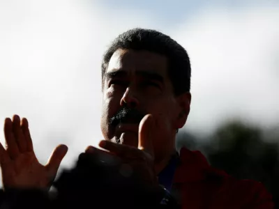 FILE PHOTO: Venezuela's President Nicolas Maduro participates in a demonstration to mark Indigenous Resistance Day, in Caracas, Venezuela, October 12, 2025. REUTERS/Leonardo Fernandez Viloria/File Photo