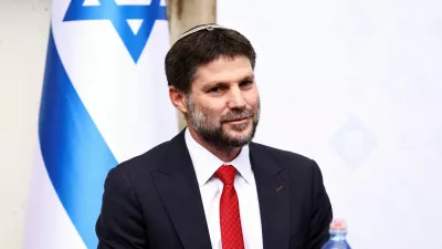 FILE PHOTO: Bezalel Smotrich speaks at a handing over ceremony after he took office as the new Israeli Finance Minister in Jerusalem January 1, 2023. REUTERS/Ronen Zvulun/File Photo