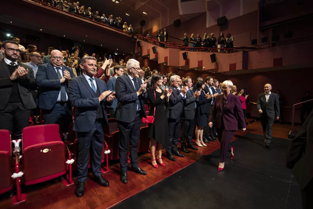 DNEVNIK MEDIJI - Bojan Petan, predsednica Republike Slovenije dr. Nata&scaron;a Pirc Musar (Foto: Katja Kodba)