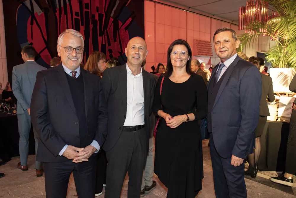 Minister za gospodarstvo, turizem in &scaron;port Matjaž Han, DNEVNIK MEDIJI - Bojan Petan, Tatjana Tanackovič in Miran Lesjak (Foto: Katja Kodba)