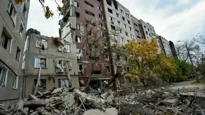 Apartment buildings damaged by a Russian military strike, amid Russia's attack on Ukraine, in the frontline town of Kostiantynivka in the Donetsk region, Ukraine, November 1, 2025. REUTERS/Yan Dobronosov
