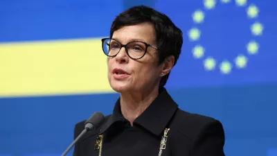 HANDOUT - 09 April 2025, Belgium, Brussels: European Commissioner for Enlargement Marta Kos speaks during a press conference with Ukraine's Prime Minister Denys Shmyhal and EU High Representative for Foreign Affairs Kaja Kallas after the EU-Ukraine Association Council in Brussels. Photo: Alexandros Michailidis/EU Council/dpa - ATTENTION: editorial use only and only if the credit mentioned above is referenced in full