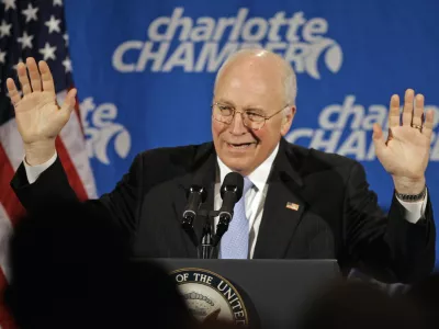FILE - Vice President Dick Cheney gestures while speaking at the Charlotte Chamber in Charlotte, N.C., Thursday, Jan. 31, 2008. (AP Photo/Chuck Burton, file)