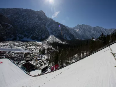 - letalnica bratov Gori&scaron;ek &ndash; skakalnica velikanka je bila zgrajena pred 50-leti leta 1969- 21.03.2019 - Planica 2019 - FIS Finale svetovnega pokala v smučarskih skokih &ndash; uradni trening in kvalifikacije //FOTO: Luka Cjuha.