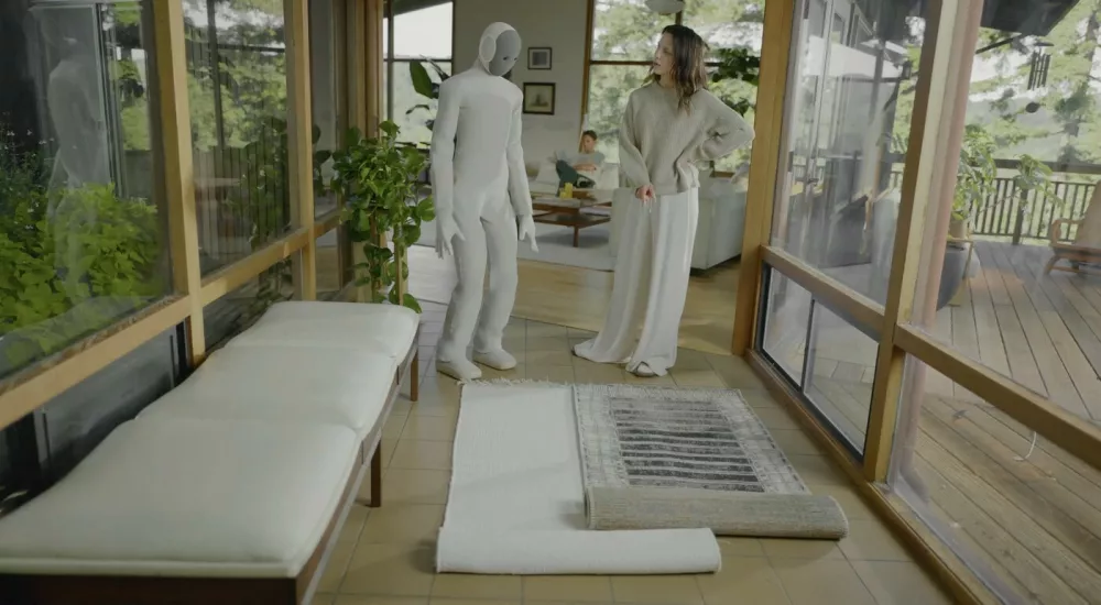 Picture MUST credit: 1X A home help robot designed to be an extra pair of hands around for basic chores is now available to buy &mdash; for $20,000 USD / &euro;17.195 euros, The company behind the humanoid machine says deliveries of the Neo will start in 2026. It has an artificial intelligence system that lets it learn on the job. The NEO can open the door to delivery drivers and take in packages, fetch car keys, vacuum, and unpack the shopping. It has been under development by Norway-based 1X which also has a facility in Palo Alto, California where the robot will be produced. The company, founded by Norwegian roboticist Bernt &Oslash;ivind B&oslash;rnich, who is CEO, has announced it can be ordered at the firm's website as of today. The NEO is built for full autonomy straight out of the box, it is said. All it requires are verbal orders, learning as it goes. Interaction is driven by a built-in large language model, capable of understanding, reasoning, and conversing. With continued use, 1X says NEO learns and unlocks new capabilities. It uses the company's own Redwood artificial intelligence system. The robot is 167.7 cm tall, weighs 30 kg, can lift items up to 70 kg and carry 25 kg. The body is made of a 3D lattice polymer making it soft to the touch. It has a washable nylon covering which comes in a choice of three colours, plus matching shoes which can be customised. It is claimed to have human hand dexterity. Picture supplied by JLPPA,Image: 1049210900, License: Rights-managed, Restrictions:, Model Release: no