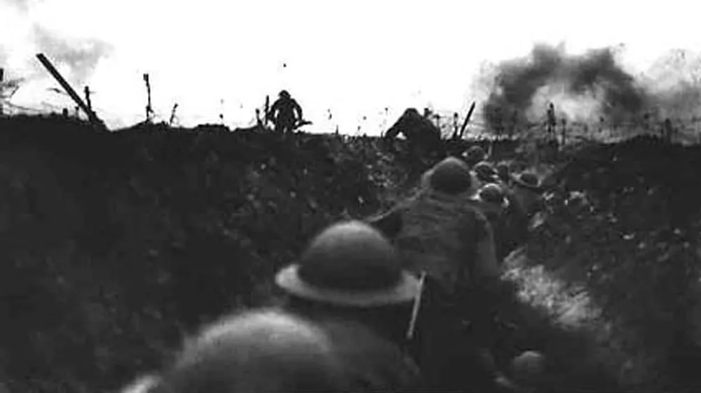 TO MOVE WITH FEATURE BC-MILLENNIUM-CENTURY-WAR - British soldiers wait in the trenches on the Western Front during the First World War as they prepare to make their way 'over the top' to face the enemy. If there is a physical frontier between the 19th and 20th centuries, it surely runs through the haunted trenches and artillery craters scarring the battlefields of World War One.CLH/ - RTRUBNS