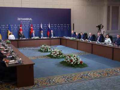 23 July 2025, Turkey, Istanbul: Delegations from Russia and Ukraine take part in the third round of Russian-Ukrainian peace talks at Ciragan Palace in Istanbul. Photo: Alexander Ryumin/TASS via ZUMA Press/dpa