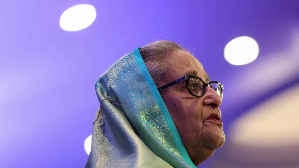 FILE PHOTO: Prime Minister of Bangladesh Sheikh Hasina attends the EU Global Gateway Forum 2023, in Brussels, Belgium October 25, 2023. REUTERS/Johanna Geron/File Photo