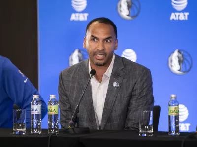 Nico Harrison- 10.08.2021 - novinarska konferenca Luke Dončića in vodstva ameri&scaron;ke ekipe Dallas Mavericks ob podpisu nove petletne pogodbe v vrednosti 207 milijonov dolarjev za sezono 2022/23, //FOTO: Matjaž Ru&scaron;t