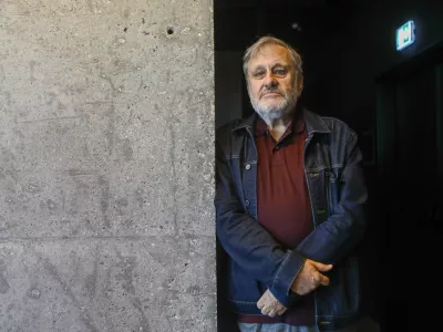 Slavoj Žižek4.11.2025 - predstavitev knjige Nebesa v razsulu Slavoja Žižka, ki je iz&scaron;la pri Cankarjevi založbi, Foto: Luka Cjuha