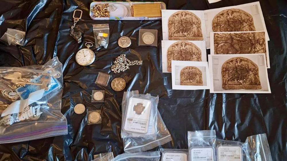 This image released on Thursday, Nov. 20, 2025 shows antique artefacts as law enforcement agencies working across several countries dismantled a sophisticated criminal network trafficking stolen cultural goods across Europe, Bulgarian authorities said. (AP Photo via Bulgarian Interior Ministry)