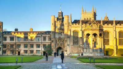 Cambridge, UK - January 18, 2015: Trinity college, inner yard (1546). 