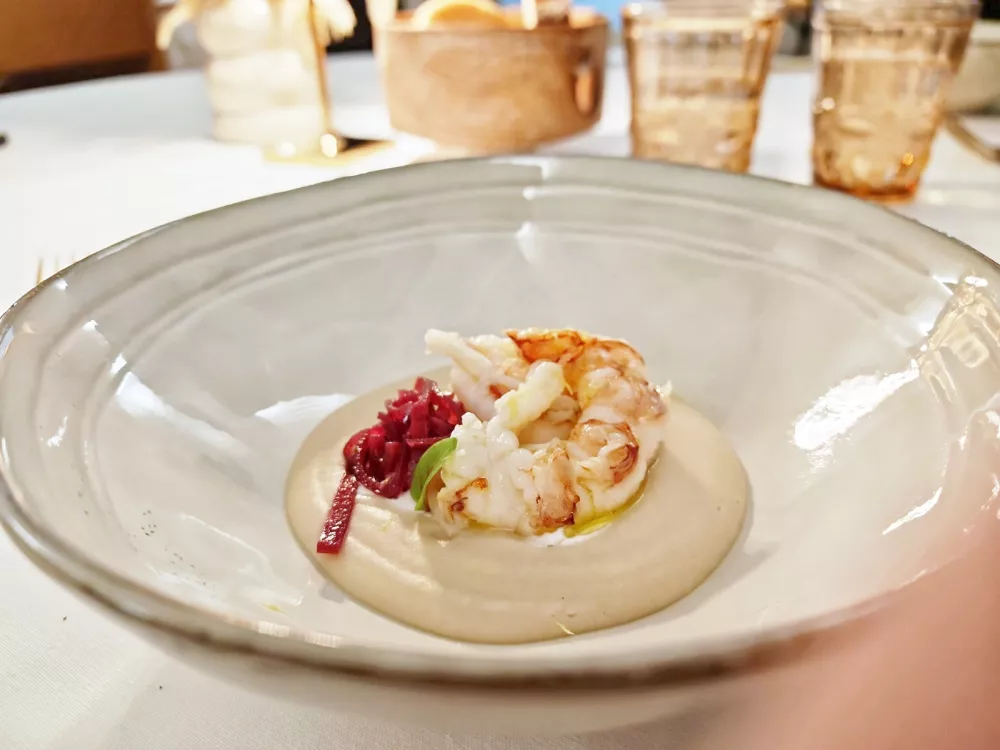 Krema belega fižola z gamberi, Bistro Grad &Scaron;tanjel