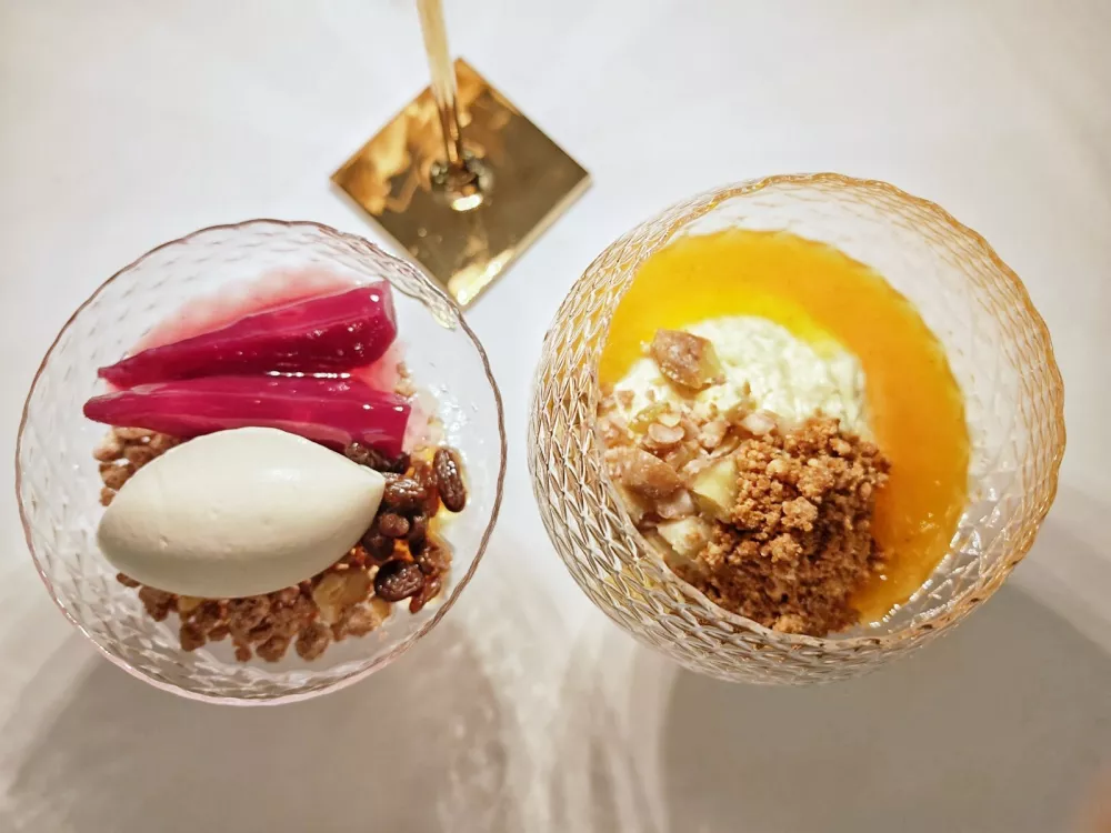 Hru&scaron;kov sladoled in kostanjev mus s kakijem, Bistro Grad &Scaron;tanjel