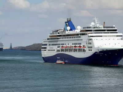 A Celestyal cruise ship passes through the Suez Canal, Egypt, November 25, 2025. REUTERS/Mohamed Abd El Ghany