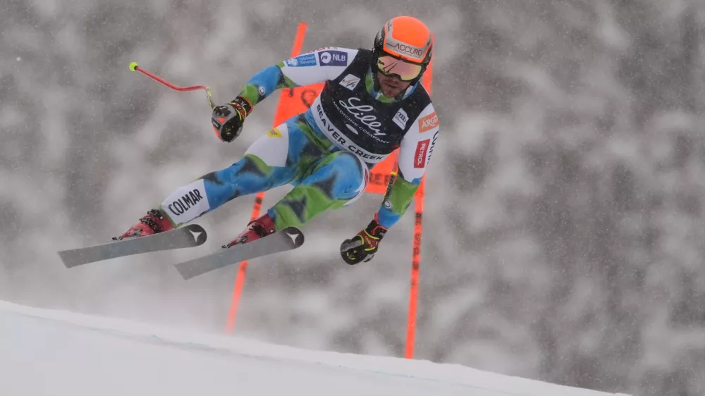 Slovenia's Miha Hrobat skis during a World Cup men's downhill training run, Wednesday, Dec. 3, 2025, in Beaver Creek, Colo. (AP Photo/Robert F. Bukaty)