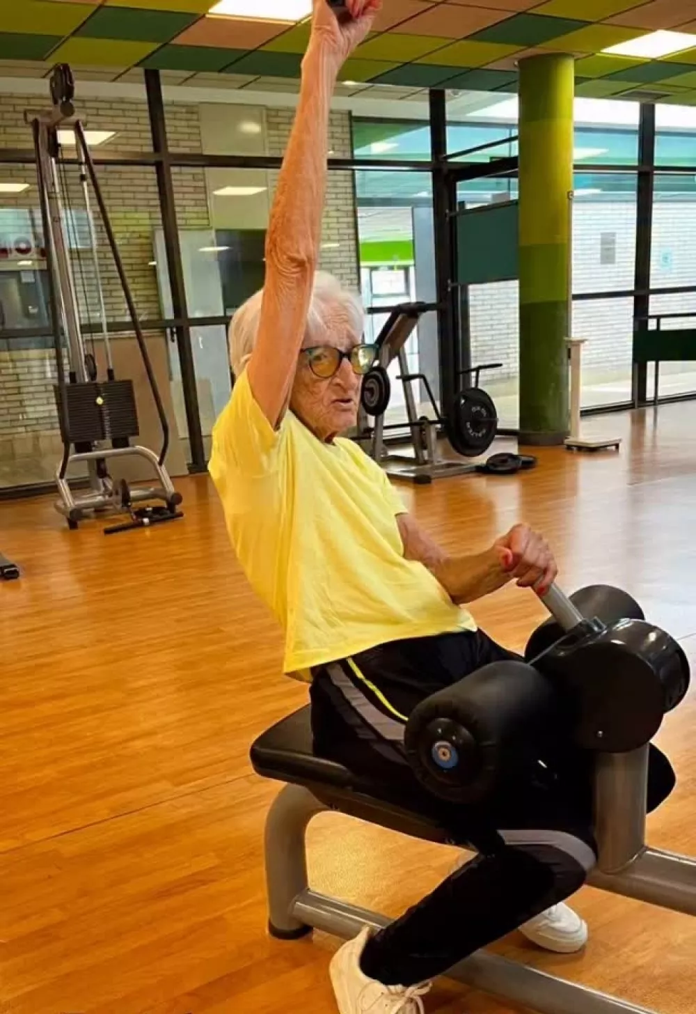 Story from Jam Press (Centenarian Bodybuilder)Pictured: Ińaxi training at the gym.'I'm a bodybuilder at 101, I hit the gym for 2 hours a day, here are the secrets to my longevity'A bodybuilding centenarian who hits the gym for two hours a day has revealed the secrets to her longevity.Ińaxi Lasa said she "would rather be the oldest person in the gym than the youngest at the nursing home."She survived World War II, breast cancer, two hip fractures, an operation for glaucoma and macular degeneration, and hospitalisation for Covid-19 at 98 years of age."And every day I fight osteoarthritis," she said.Now, 101 years old, she is considered an inspiration for her 130,000 followers on TikTok and Instagram.The centenarian never misses a day of exercise, and she often goes with her son, Ińaki, 63.Ińaxi, who comes from the town of Beasain near Bilbao, Spain, started training when her caregiver suffered an injury and gave her her gym membership card.She told&nbsp;What's The Jam: "I started going to the gym when I was 94, but I was already very active before that."I used a stationary bike and walked a lot, but they encouraged me to go to the gym and, honestly, it's been the best thing I've done in recent years."Now in winter, I get up at 8am and go for a walk, if it's not raining."Then I go to the gym with my son."We spend two hours doing strength training; we don't do cardio at the gym."Strength training makes me feel alive, and it's also very good for my mind."At first, I had two personal trainers, but now that I've learned the exercises, I can do them on my own."And as my eyesight isn't great, my son helps me."Exercise is the best thing an elderly person can do for their health."She added: "And it's the best medicine for longevity."Ińaxi also enjoys a diet of fresh veg and poultry produced in the local area.And she attributes olive oil and vegetables for helping her reach 101 candles.The elderly fitness influencer said: "We live in the countryside and have plenty of fruits and vegetables."And we eat white meat, although we used to eat beef."But we hardly eat any flour or sugar."Any food to live longer? I'd say olive oil and vegetables."Being active is the best, but diet is also important."After becoming an online sensation, Ińaxi said social media has helped to "empower" senior citizens like her.With the help of her son, she quickly racked up 112,000 TikTok fans "almost by accident".Ińaxi said: "We started messing about on social media like a game."We have a good time recording them, but we didn't think anyone would pay attention to us."Social media serves to empower older people and give visibility to a community that has been hit hard by life."Ińaxi, who worked in farming, added: "I really like that I'm an example for other people."At least that's what they tell me when they write to me."Despite her ripe old age, Ińaxi doesn't have any grandchildren.She said: "I was born in 1924 in a farmhouse in the Basque Country."I was the third of five sisters; my father died when I was eight years old."I got married quite late at 34. My husband's name was Gregorio, and we had one son, who is single and available."I don't have any grandchildren."Gregorio and I worked in the fields for many years."Ińaxi also wanted to pass on a message to younger generations."The important thing is to have a goal, no matter what it is, no matter how small," she said."You have to have motivation to get out of bed and to do things, and for all that, you need to be somewhat functional."The gym and exercise will help with all of that."Life is a constant fight, and you have to keep fighting with determination."You have to fight and never give up, become strong in the face of adversity, and never give up."See the solutions before the problems arise, although sometimes it's not easy."Many health experts also recommend that elderly people take up exercise to keep their bodies and minds in good shape.Dr David Ezpeleta, vice president of the Spanish Society of Neurology, said physical activity "improves cerebral vascularisation, helps form new neuronal connections."He said it "and is associated with healthier brain ageing, delaying the onset of symptoms of neurodegenerative diseases."Coral Sanfeliu, researcher at the Spanish National Research Council, said: "Population studies show that exercise reduces all-cause mortality in adults aged 50 to 70."ENDSEDITOR'S NOTE: Video Usage Licence: (NON-EXCLUSIVE) We have obtained a non-exclusive licence from the copyright holder. A copy of the licence is available on request.Video Restrictions: None.,Image: 1054914332, License: Rights-managed, Restrictions: EDITOR'S NOTE: Video Usage Licence: (NON-EXCLUSIVE) We have obtained a non-exclusive licence from the copyright holder. A copy of the licence is available on request.Video Restrictions: None., Model Release: no