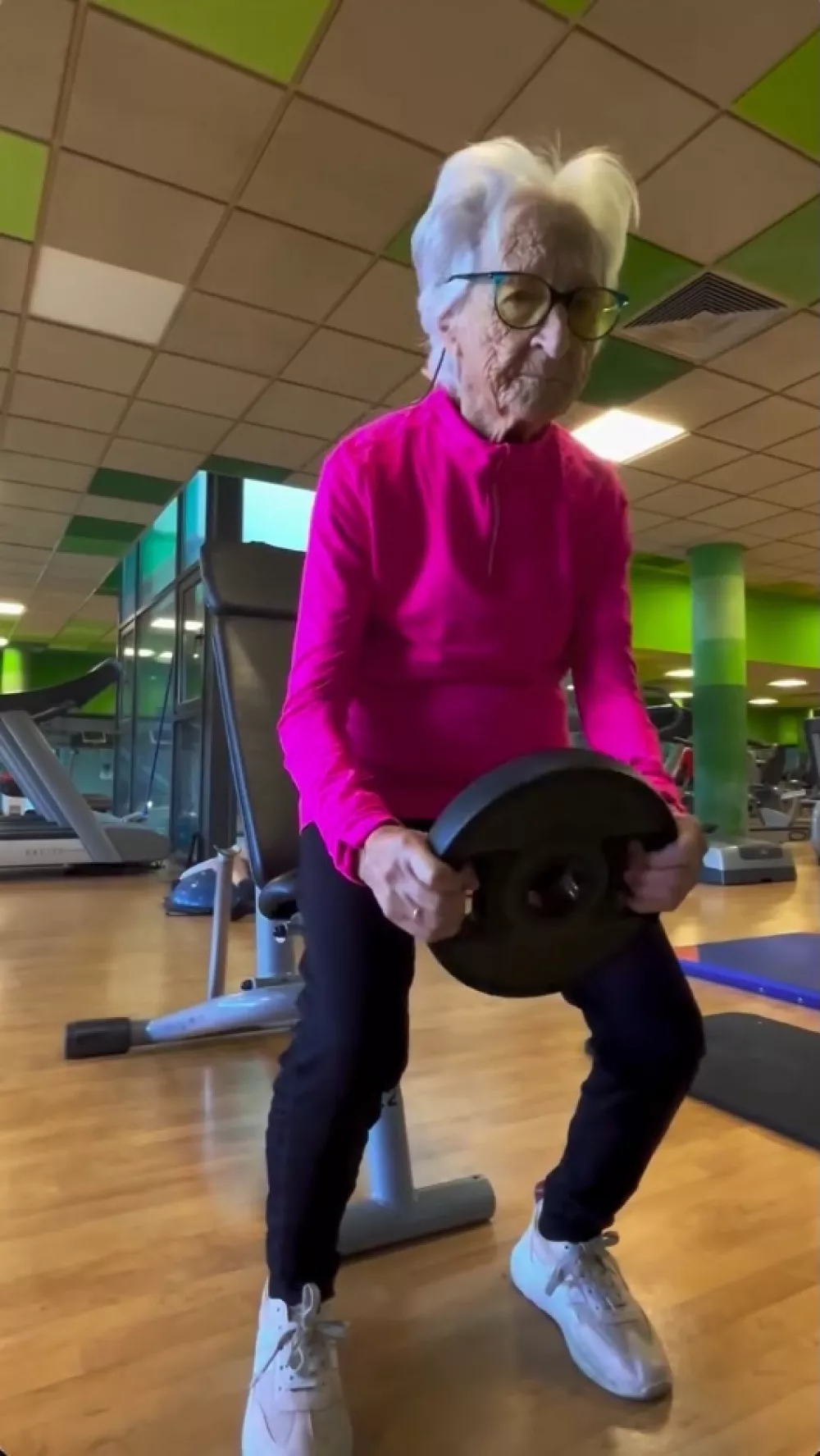 Story from Jam Press (Centenarian Bodybuilder)Pictured: A video grab of Ińaxi training at the gym.'I'm a bodybuilder at 101, I hit the gym for 2 hours a day, here are the secrets to my longevity'A bodybuilding centenarian who hits the gym for two hours a day has revealed the secrets to her longevity.Ińaxi Lasa said she "would rather be the oldest person in the gym than the youngest at the nursing home."She survived World War II, breast cancer, two hip fractures, an operation for glaucoma and macular degeneration, and hospitalisation for Covid-19 at 98 years of age."And every day I fight osteoarthritis," she said.Now, 101 years old, she is considered an inspiration for her 130,000 followers on TikTok and Instagram.The centenarian never misses a day of exercise, and she often goes with her son, Ińaki, 63.Ińaxi, who comes from the town of Beasain near Bilbao, Spain, started training when her caregiver suffered an injury and gave her her gym membership card.She told&nbsp;What's The Jam: "I started going to the gym when I was 94, but I was already very active before that."I used a stationary bike and walked a lot, but they encouraged me to go to the gym and, honestly, it's been the best thing I've done in recent years."Now in winter, I get up at 8am and go for a walk, if it's not raining."Then I go to the gym with my son."We spend two hours doing strength training; we don't do cardio at the gym."Strength training makes me feel alive, and it's also very good for my mind."At first, I had two personal trainers, but now that I've learned the exercises, I can do them on my own."And as my eyesight isn't great, my son helps me."Exercise is the best thing an elderly person can do for their health."She added: "And it's the best medicine for longevity."Ińaxi also enjoys a diet of fresh veg and poultry produced in the local area.And she attributes olive oil and vegetables for helping her reach 101 candles.The elderly fitness influencer said: "We live in the countryside and have plenty of fruits and vegetables."And we eat white meat, although we used to eat beef."But we hardly eat any flour or sugar."Any food to live longer? I'd say olive oil and vegetables."Being active is the best, but diet is also important."After becoming an online sensation, Ińaxi said social media has helped to "empower" senior citizens like her.With the help of her son, she quickly racked up 112,000 TikTok fans "almost by accident".Ińaxi said: "We started messing about on social media like a game."We have a good time recording them, but we didn't think anyone would pay attention to us."Social media serves to empower older people and give visibility to a community that has been hit hard by life."Ińaxi, who worked in farming, added: "I really like that I'm an example for other people."At least that's what they tell me when they write to me."Despite her ripe old age, Ińaxi doesn't have any grandchildren.She said: "I was born in 1924 in a farmhouse in the Basque Country."I was the third of five sisters; my father died when I was eight years old."I got married quite late at 34. My husband's name was Gregorio, and we had one son, who is single and available."I don't have any grandchildren."Gregorio and I worked in the fields for many years."Ińaxi also wanted to pass on a message to younger generations."The important thing is to have a goal, no matter what it is, no matter how small," she said."You have to have motivation to get out of bed and to do things, and for all that, you need to be somewhat functional."The gym and exercise will help with all of that."Life is a constant fight, and you have to keep fighting with determination."You have to fight and never give up, become strong in the face of adversity, and never give up."See the solutions before the problems arise, although sometimes it's not easy."Many health experts also recommend that elderly people take up exercise to keep their bodies and minds in good shape.Dr David Ezpeleta, vice president of the Spanish Society of Neurology, said physical activity "improves cerebral vascularisation, helps form new neuronal connections."He said it "and is associated with healthier brain ageing, delaying the onset of symptoms of neurodegenerative diseases."Coral Sanfeliu, researcher at the Spanish National Research Council, said: "Population studies show that exercise reduces all-cause mortality in adults aged 50 to 70."ENDSEDITOR'S NOTE: Video Usage Licence: (NON-EXCLUSIVE) We have obtained a non-exclusive licence from the copyright holder. A copy of the licence is available on request.Video Restrictions: None.,Image: 1054914274, License: Rights-managed, Restrictions: EDITOR'S NOTE: Video Usage Licence: (NON-EXCLUSIVE) We have obtained a non-exclusive licence from the copyright holder. A copy of the licence is available on request.Video Restrictions: None., Model Release: no