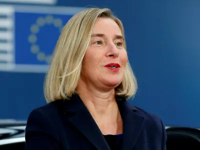FILE PHOTO: European Union High Representative for Foreign Affairs and Security Policy Federica Mogherini arrives at the European Union leaders summit, in Brussels, Belgium October 17, 2019. Julien Warnand/Pool via REUTERS//File Photo